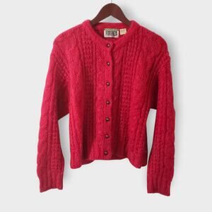Vtg Forenza Mohair Wool Cable Knit Cardigan Hot Pink Sz Sm Barbiecore Coquette